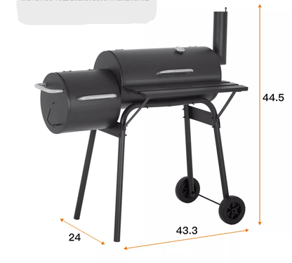 Charcoal Outdoor BBQ Grill With Offset Smoke Portable Camping Grill With Dual Ovens Temperature Mon 8