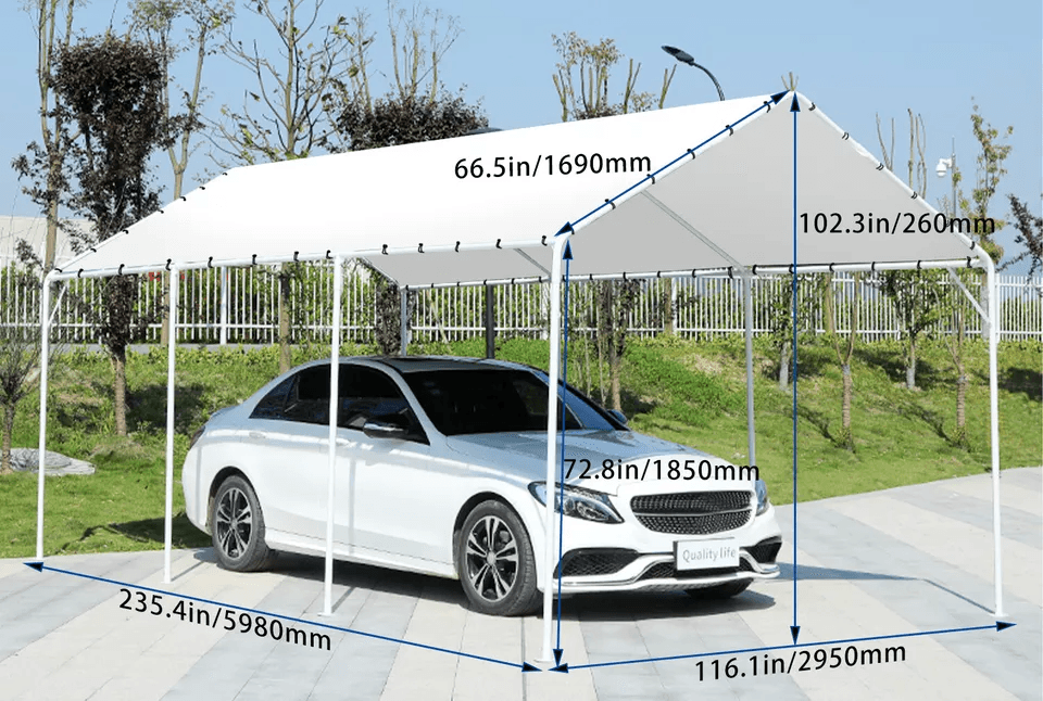 Heavy Duty Carport Canopy Garage Tent Steel Frame Shelter For Cars Boats  Events 6