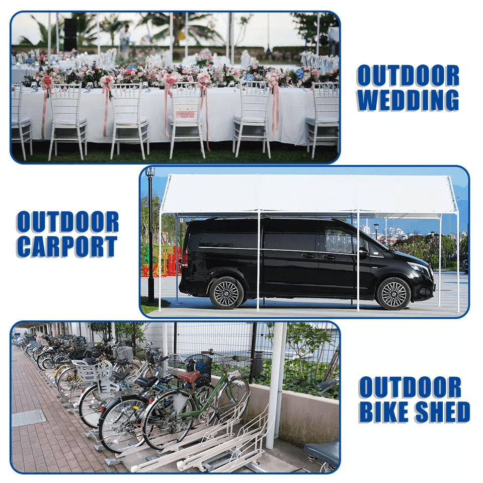Heavy Duty Carport Canopy Garage Tent Steel Frame Shelter For Cars Boats  Events 5