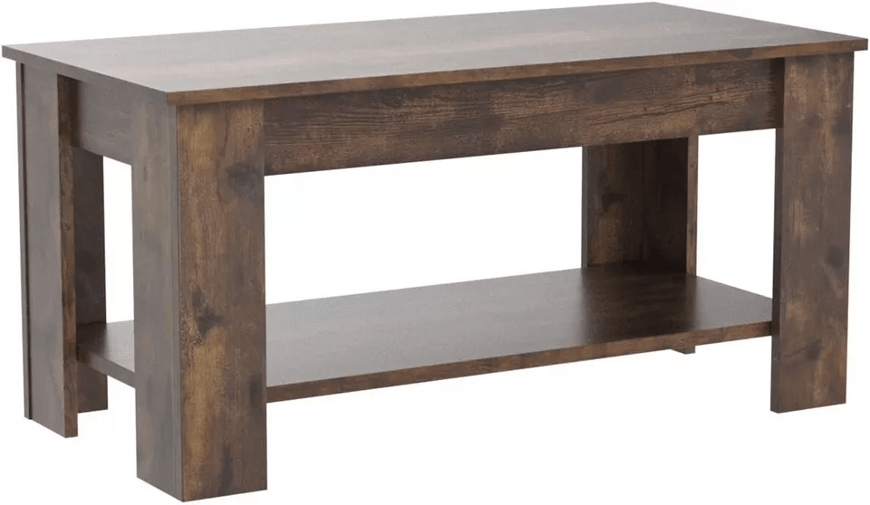 Wooden Lift Top Coffee Table With Storage Shelf  Hidden Compartment Functional Modern Coffee Table  6