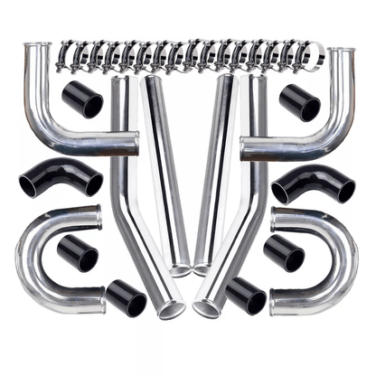 Polished Aluminum Intercooler Pipe Kit With Black Hose  Clamp Universal Fit For Turbo Intake  Perfo 2