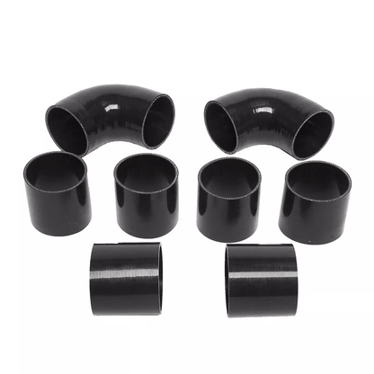 Polished Aluminum Intercooler Pipe Kit With Black Hose  Clamp Universal Fit For Turbo Intake  Perfo 5