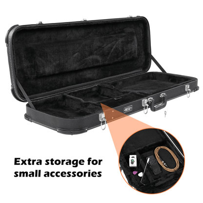 Protable Electric Guitar Square Hard Case Lockable Wood Hardshell Case With Plush Interior For Stan 3