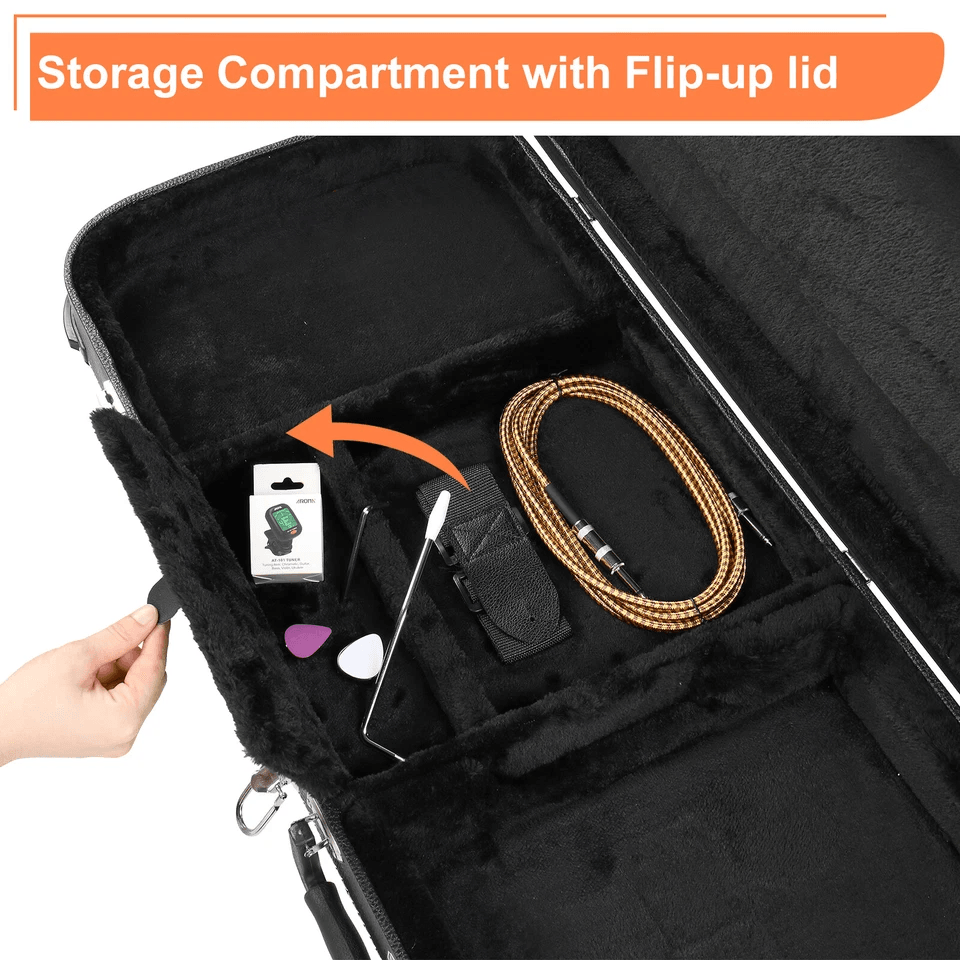 Protable Electric Guitar Square Hard Case Lockable Wood Hardshell Case With Plush Interior For Stan 7