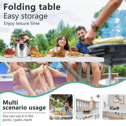 Folding Table Half Portable Picnic Table For Camping Outdoor Parties  Events 6