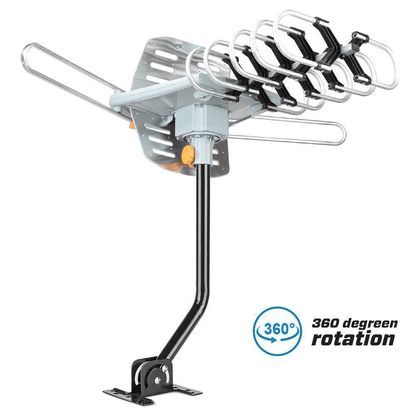 Outdoor HDTV Antenna Amplified TV Aerial UHF VHF FM Receiver with Mount Pole