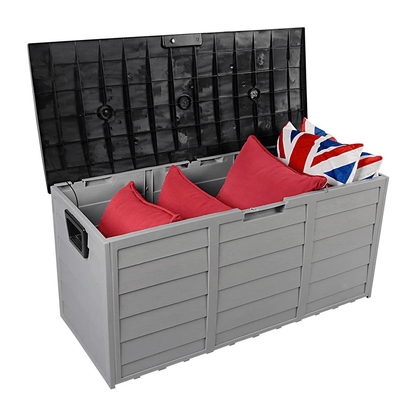 All Weather UVResistant Outdoor Storage Deck Box With Wheels Lockable Patio Garden Shed Bin For Bac 5