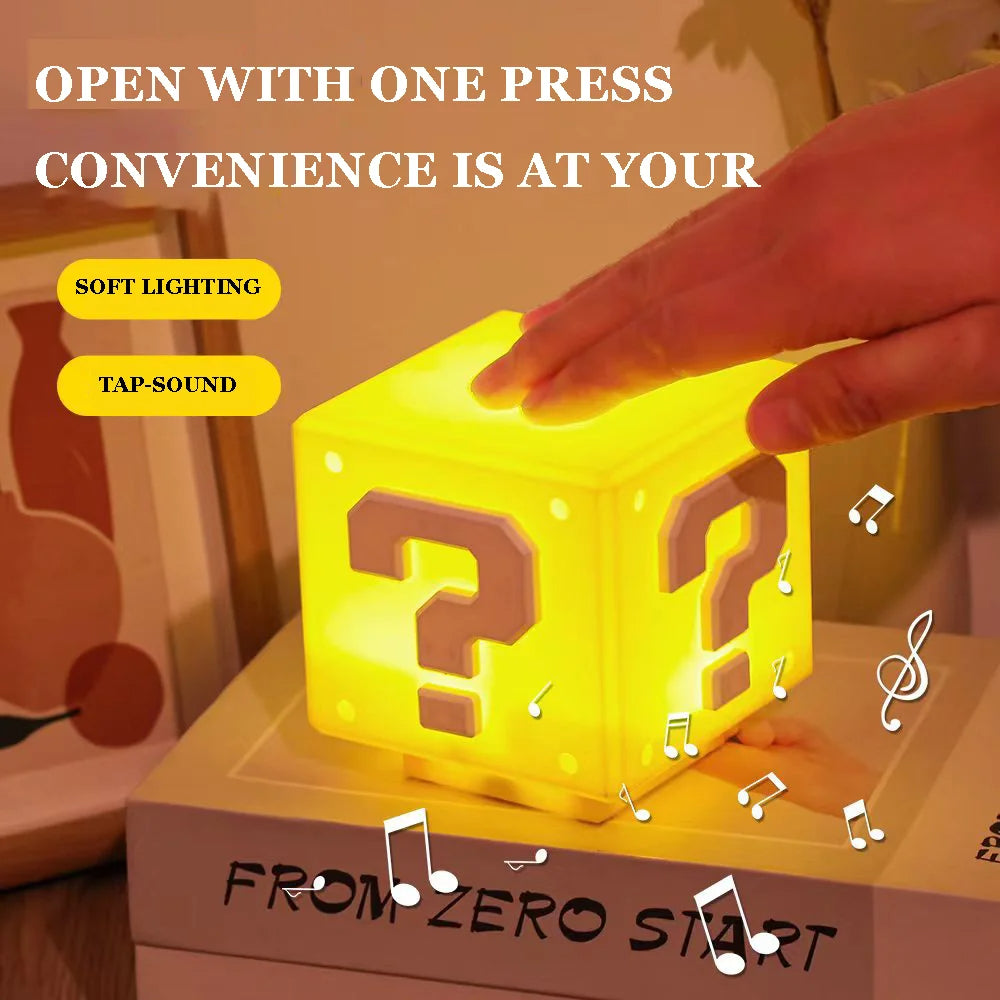 LED Question Mark Night Light with Music Anime Bedside Lamp USB Rechargeable Perfect Gift for Bed