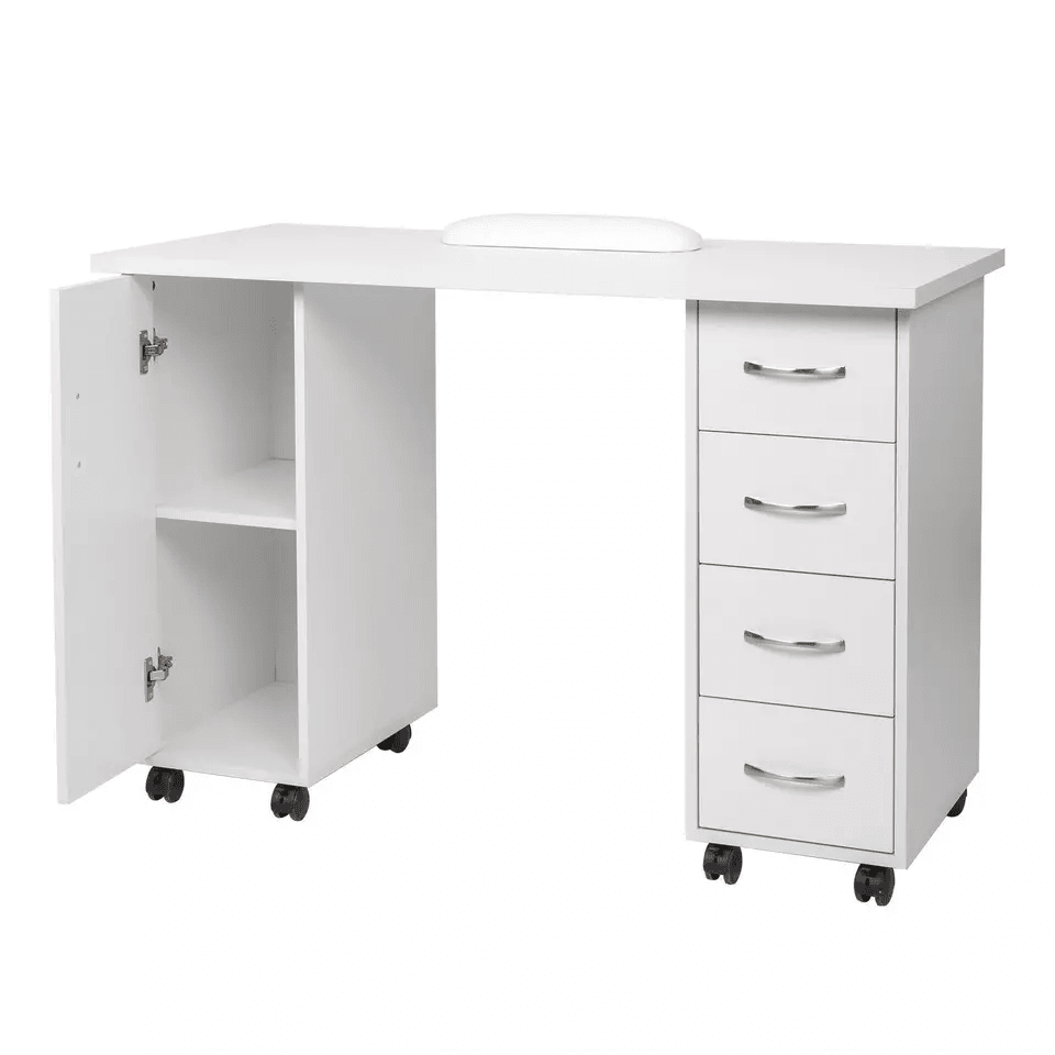 Double Sided Manicure Table Nail Desk With Drawers Wrist Rest Salon Makeup Station Office Storage 8 2