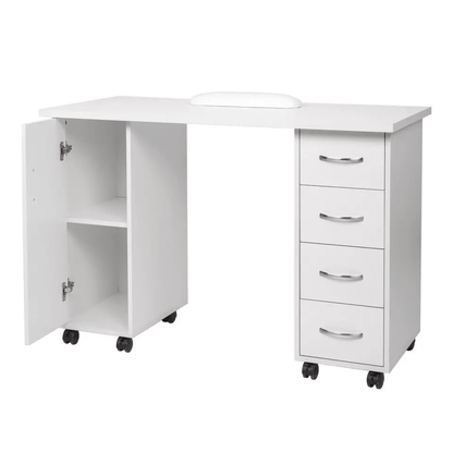 Double Sided Manicure Table Nail Desk With Drawers Wrist Rest Salon Makeup Station Office Storage 8 2