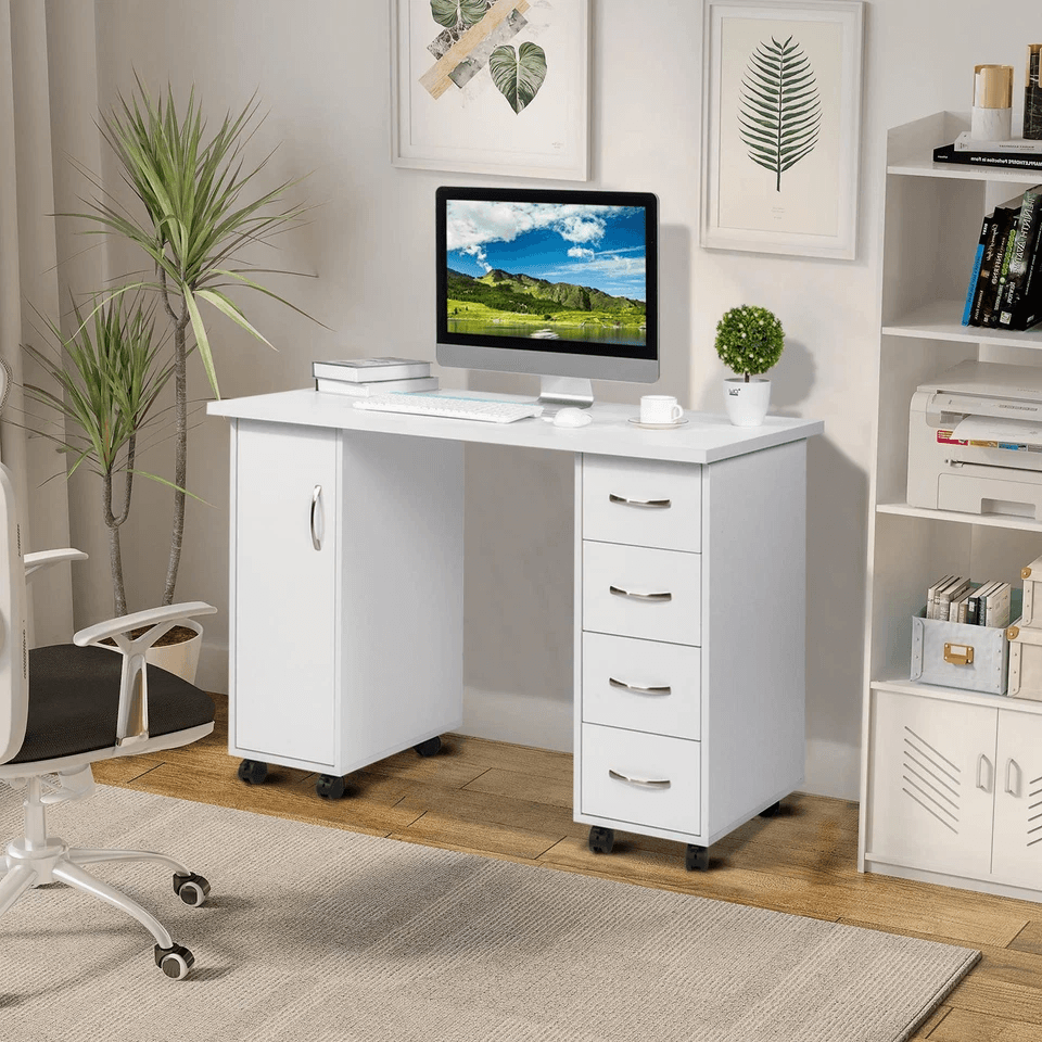 Double Sided Manicure Table Nail Desk With Drawers Wrist Rest Salon Makeup Station Office Storage 8 1