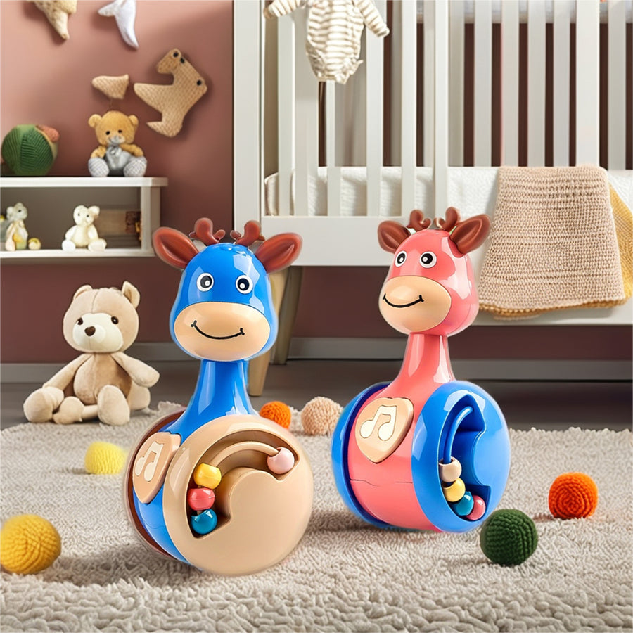Fawn Sliding Tumbler Toy, Baby Rattle with Sound Educational Early Learning Gift for Infants & Toddlers