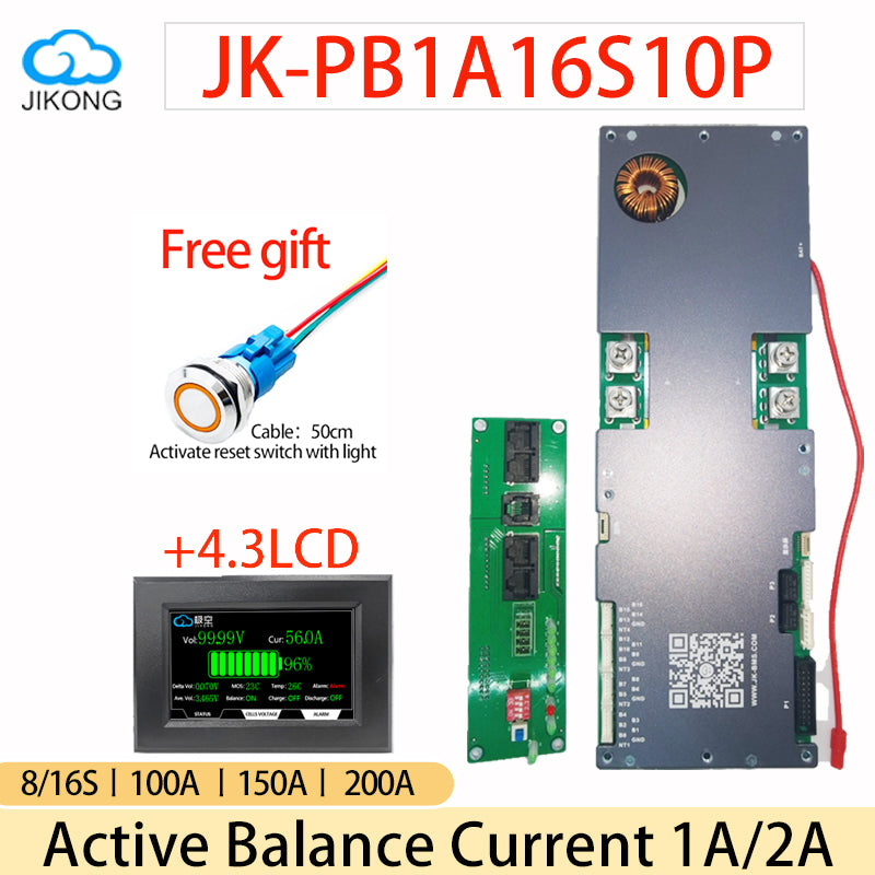 JK Inverter BMS  Smart 8S16S LiionLiFePO4 BMS With 1A2A Active Balance 100A200A 8