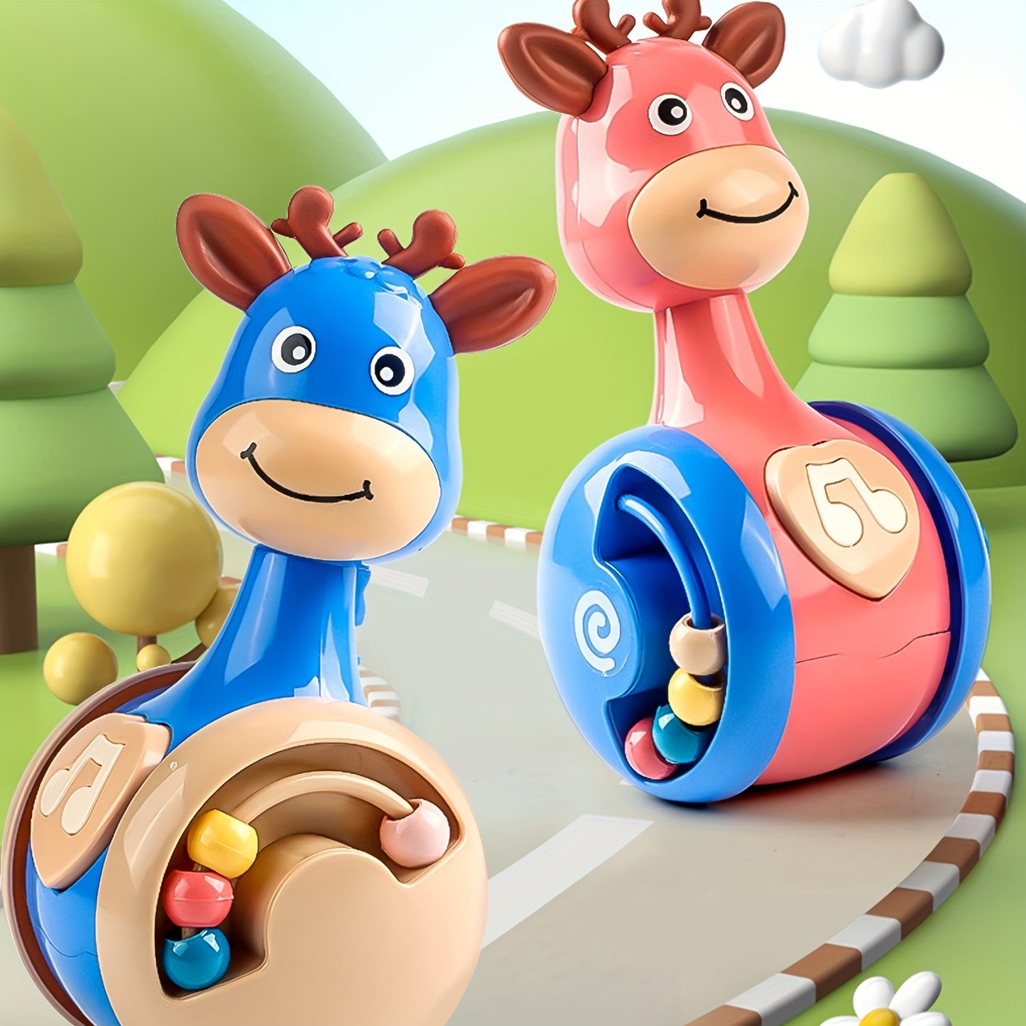 Fawn Sliding Tumbler Toy Baby Rattle With Sound Educational Early Learning Gift For Infants  Toddle 4