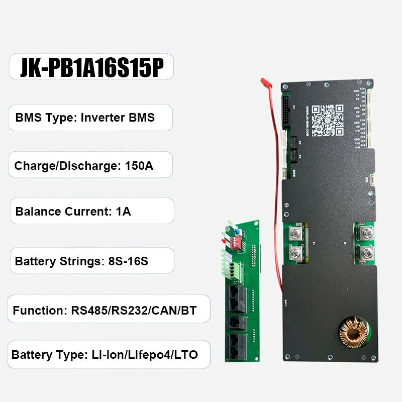 JK Inverter BMS  Smart 8S16S LiionLiFePO4 BMS With 1A2A Active Balance 100A200A 10