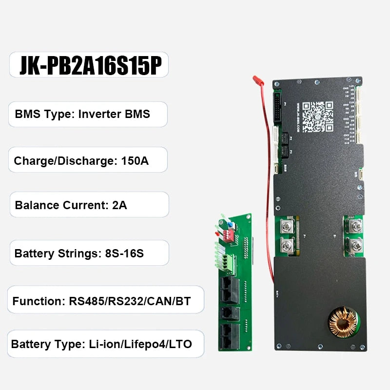 JK Inverter BMS  Smart 8S16S LiionLiFePO4 BMS With 1A2A Active Balance 100A200A 13