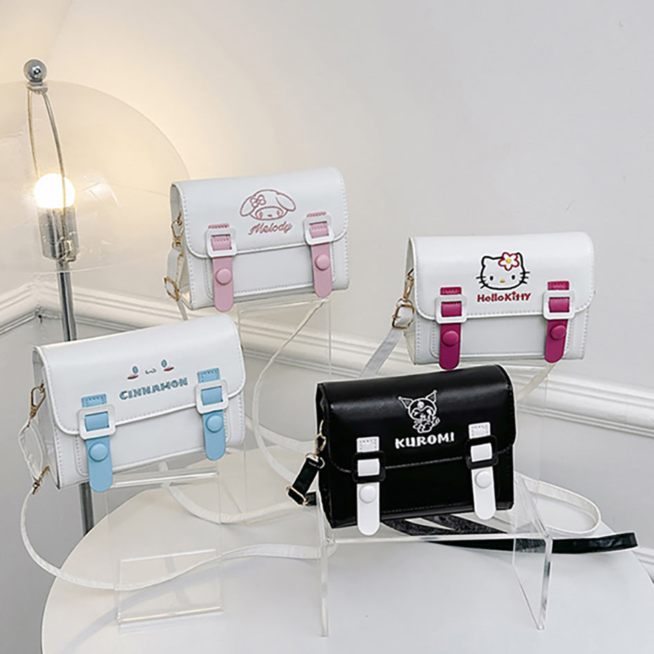 Anime Kawaii Shoulder Bag Sanrio PU Square Tote Cute Cartoon Messenger Bag for Girls My Melody