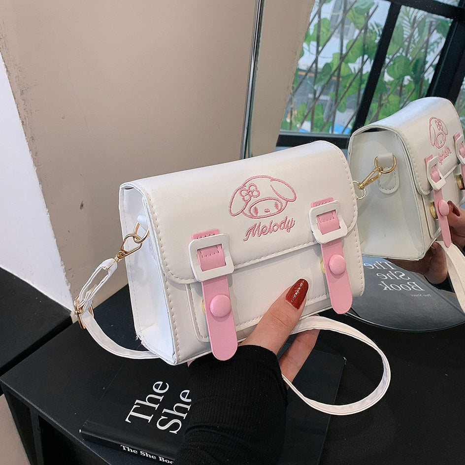 Anime Kawaii Shoulder Bag Sanrio PU Square Tote Cute Cartoon Messenger Bag for Girls My Melody