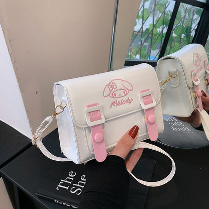 Anime Kawaii Shoulder Bag Sanrio PU Square Tote Cute Cartoon Messenger Bag for Girls My Melody