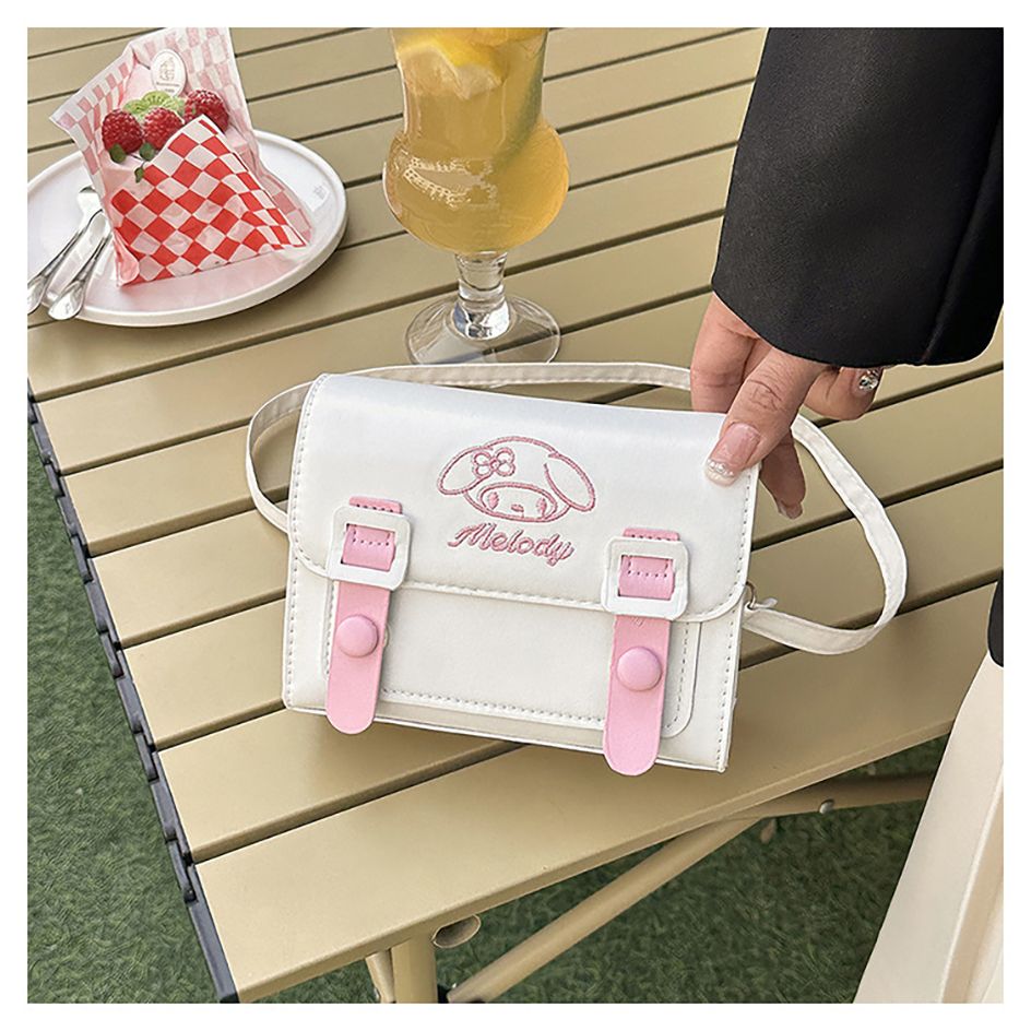 Anime Kawaii Shoulder Bag Sanrio PU Square Tote Cute Cartoon Messenger Bag for Girls My Melody