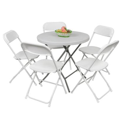 White Plastic Folding Chairs Stackable Party Dining Seats For Garden Events And Outdoor Use HeavyDu 6