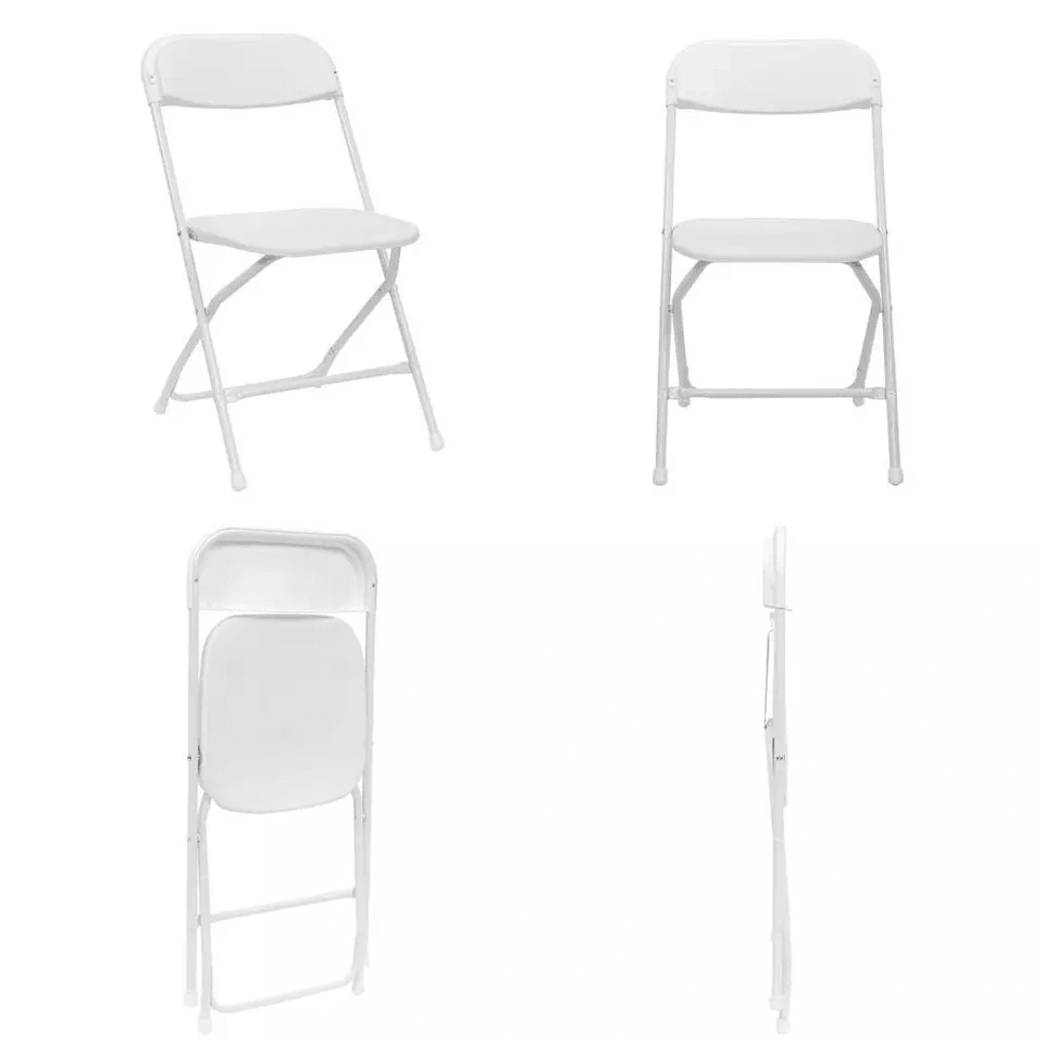 White Plastic Folding Chairs Stackable Party Dining Seats For Garden Events And Outdoor Use HeavyDu 10