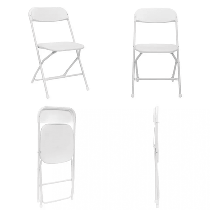White Plastic Folding Chairs Stackable Party Dining Seats For Garden Events And Outdoor Use HeavyDu 10