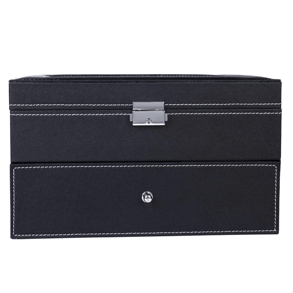 Large Slot Leather Watch Box Case Organizer With Glass Display Stylish Jewelry Storage For Watches  7