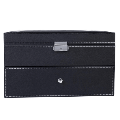 Large Slot Leather Watch Box Case Organizer With Glass Display Stylish Jewelry Storage For Watches  7