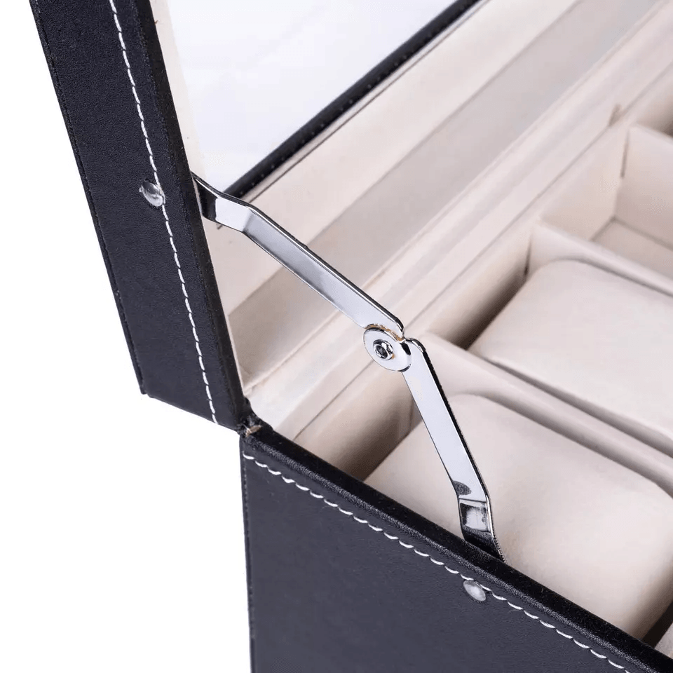 Large Slot Leather Watch Box Case Organizer With Glass Display Stylish Jewelry Storage For Watches  5