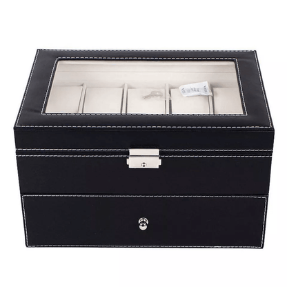 Large Slot Leather Watch Box Case Organizer With Glass Display Stylish Jewelry Storage For Watches  1