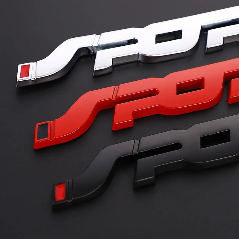 3D Chrome Metal Car Emblem Sticker Sporty Black Racing Letter Logo Badge for Trunk Hood  Styling