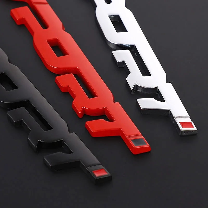 3D Chrome Metal Car Emblem Sticker Sporty Black Racing Letter Logo Badge for Trunk Hood  Styling