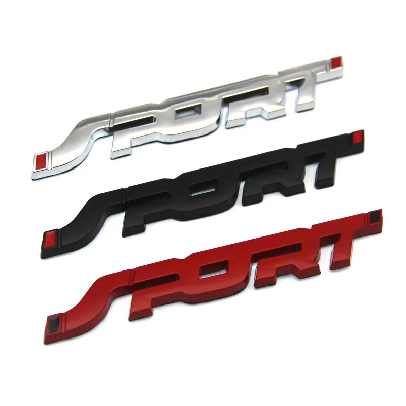 3D Chrome Metal Car Emblem Sticker Sporty Black Racing Letter Logo Badge for Trunk Hood  Styling