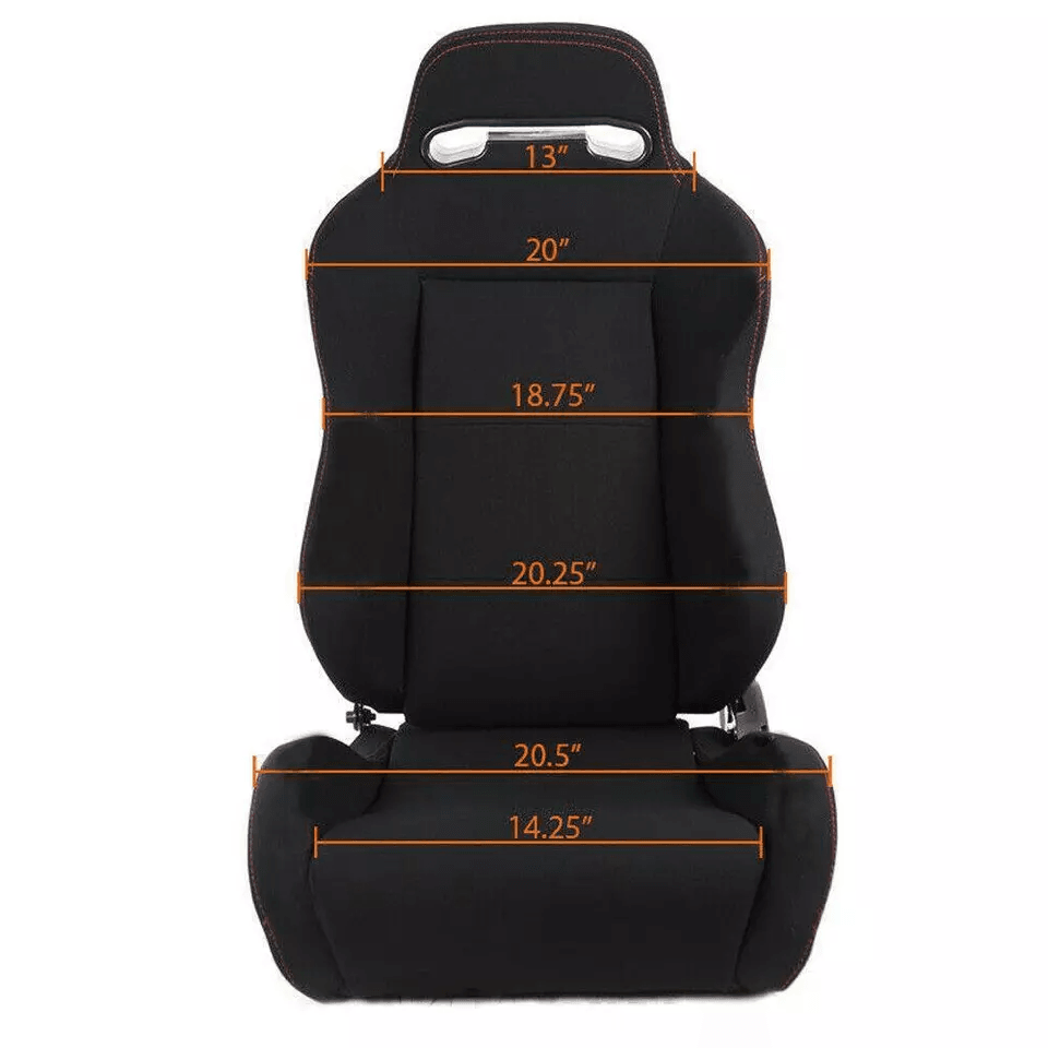 Pair Of Sports Cloth Reclinable Racing Seats Black With Slider Brackets 1