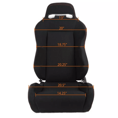 Pair Of Sports Cloth Reclinable Racing Seats Black With Slider Brackets 1