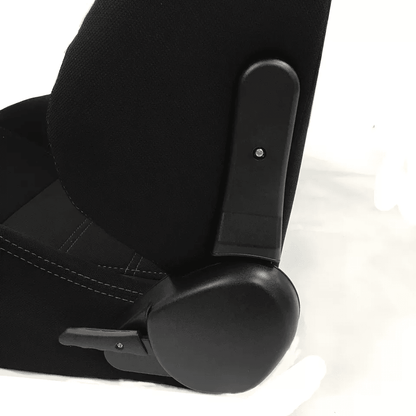 Pair Of Sports Cloth Reclinable Racing Seats Black With Slider Brackets 2