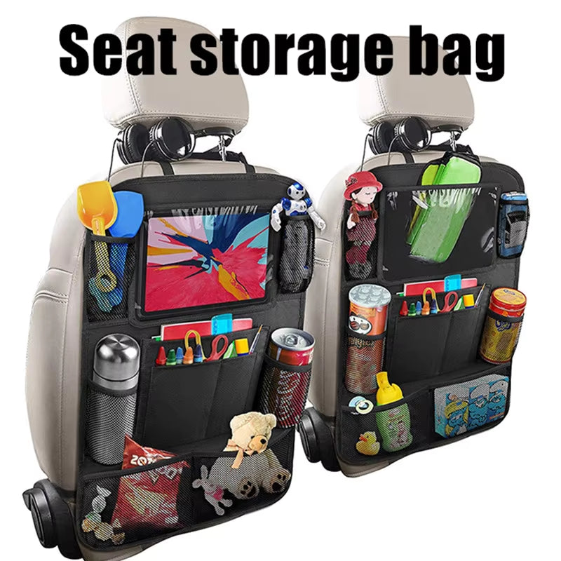 Multifunctional Oxford Fabric Car Seat Organizer Back Seat Protector With Tablet Holder  Storage Po 2