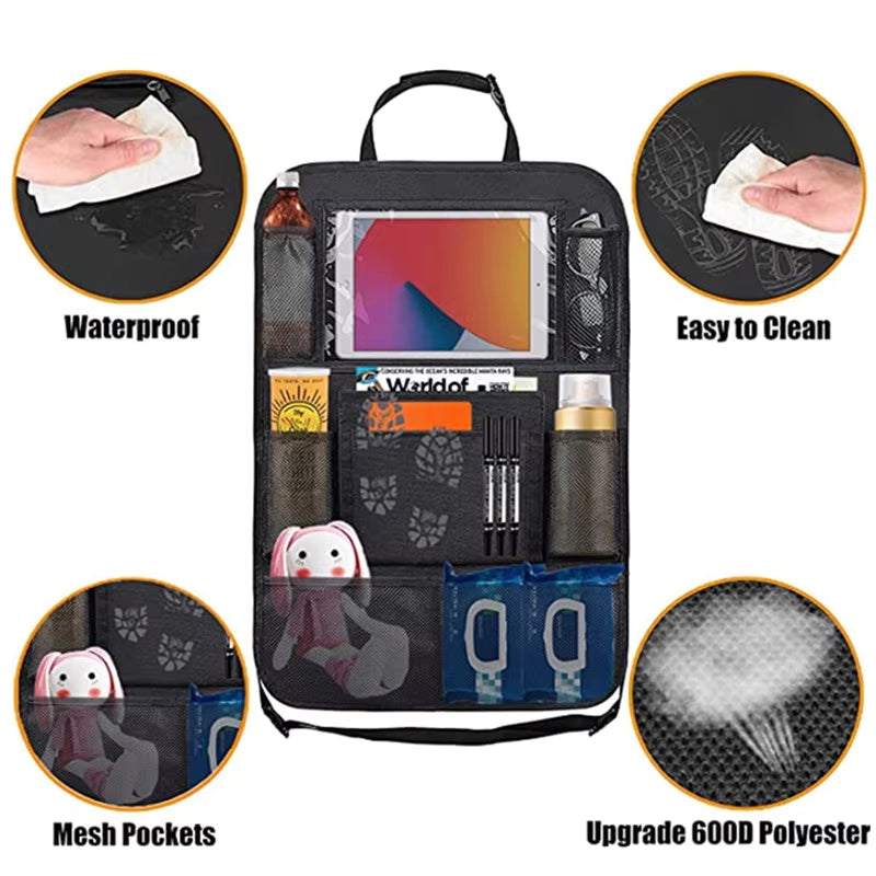 Multifunctional Oxford Fabric Car Seat Organizer Back Seat Protector With Tablet Holder  Storage Po 3