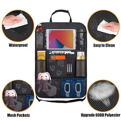 Multifunctional Oxford Fabric Car Seat Organizer Back Seat Protector With Tablet Holder  Storage Po 3