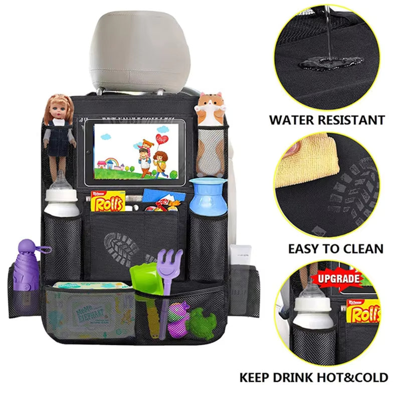 Multifunctional Oxford Fabric Car Seat Organizer Back Seat Protector With Tablet Holder  Storage Po 4