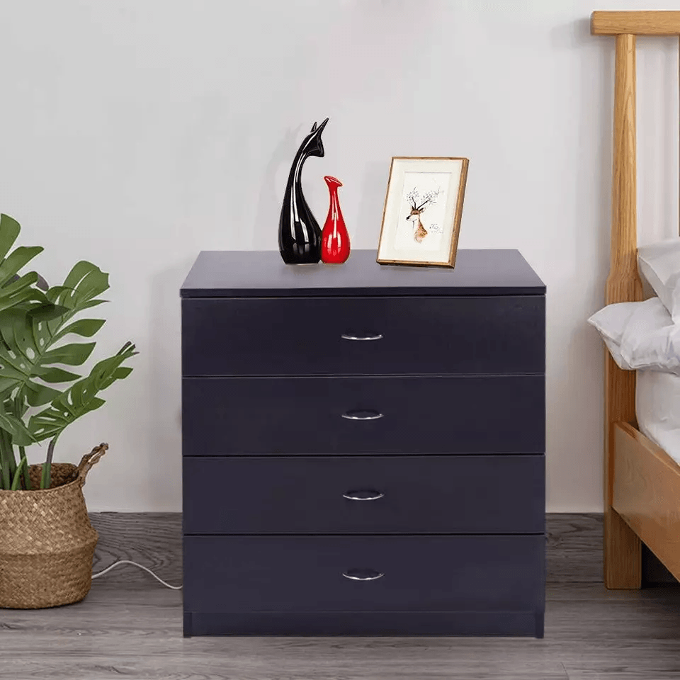 New 4 Drawer Chest Dresser Black Bedroom Storage Cabinet 1