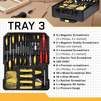 Complete Mechanics Tool Kit With Rolling Trolley Case Sockets Wrenches  More 3