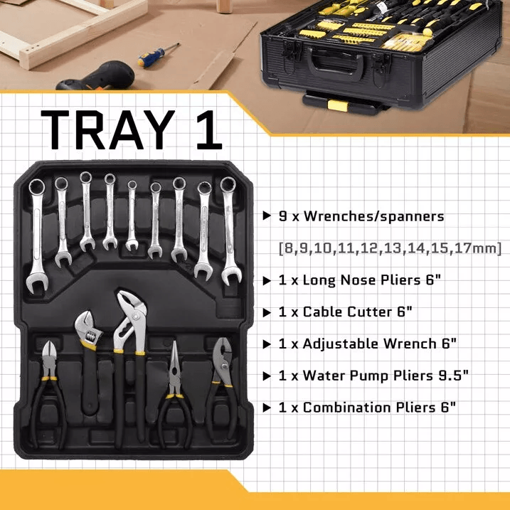 Complete Mechanics Tool Kit With Rolling Trolley Case Sockets Wrenches  More 1