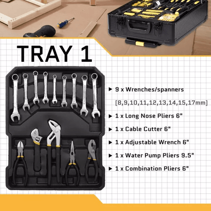 Complete Mechanics Tool Kit With Rolling Trolley Case Sockets Wrenches  More 1