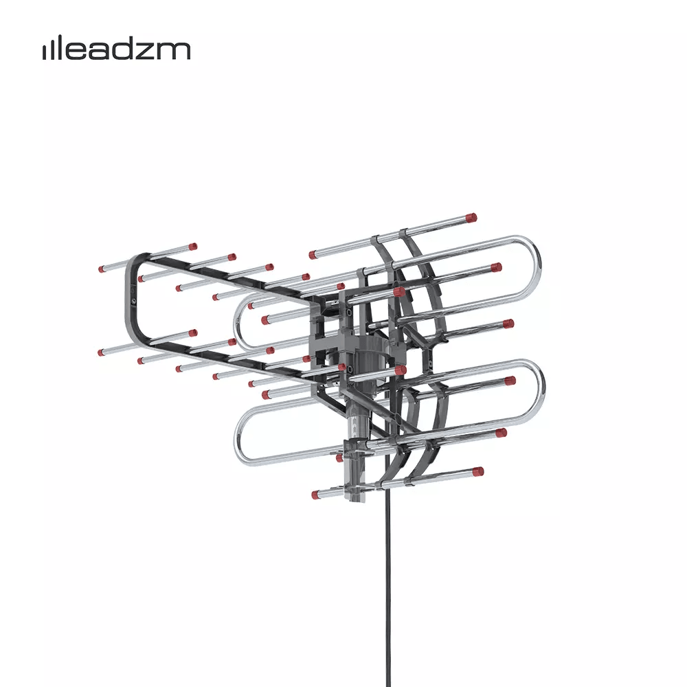HDTV Outdoor Amplified Digital TV Antenna with 360° Rotor, UHF/VHF Signal Booster, Remote Control,Home Roof Mount Kit