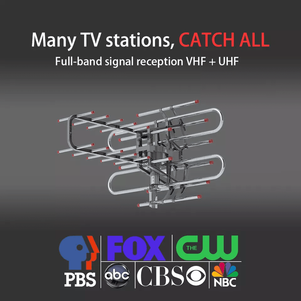 HDTV Outdoor Amplified Digital TV Antenna With 360 Rotor UHFVHF Signal Booster Remote ControlHome R 3