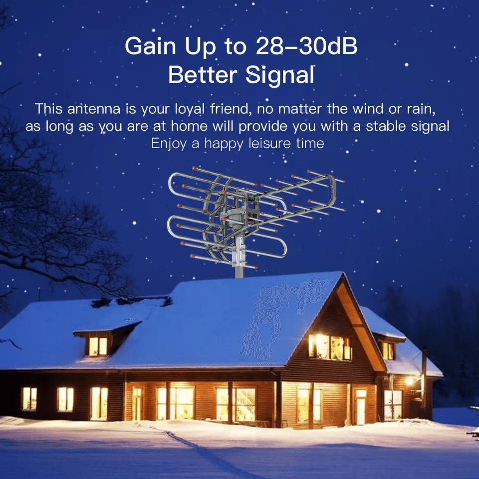 HDTV Outdoor Amplified Digital TV Antenna With 360 Rotor UHFVHF Signal Booster Remote ControlHome R 8