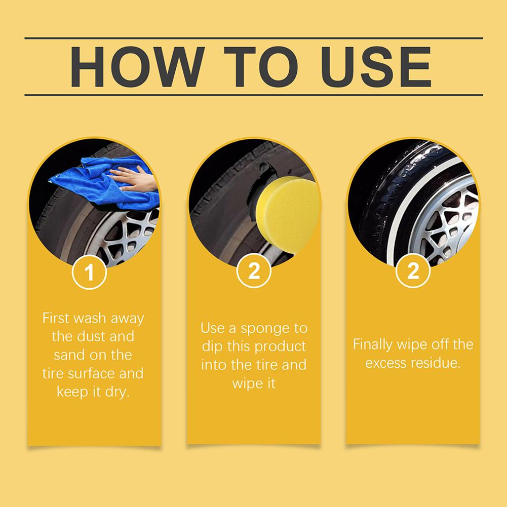Premium Tire Coating Wax For Cars Tire Shine Film Plating Cream For AntiAging  LongLasting Shine 2
