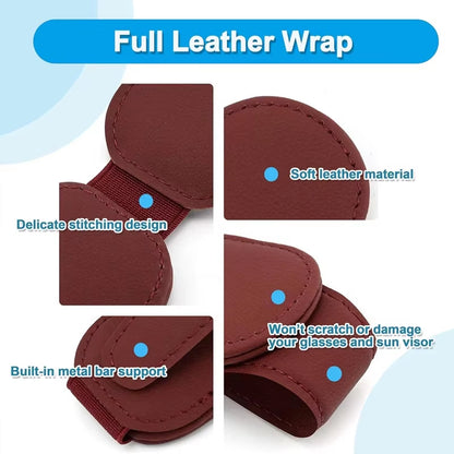 Universal Car Sun Visor Sunglasses Holder PU Leather Magnetic Clip For Glasses Cards  Pens Auto Acc 4